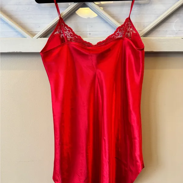 Vintage‎ Inner Most Medium 90s Red lace Satin Chemise Negligee Nightgown sexy - Image 3