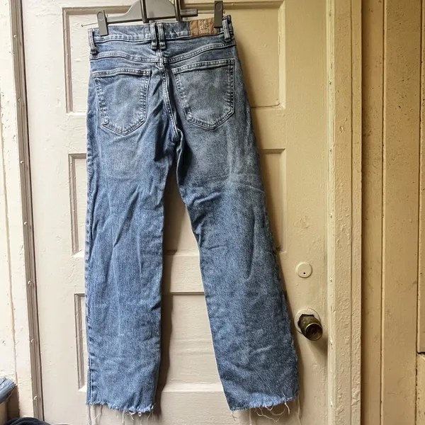 We the Free Risk Taker Jeans Sz 25 Blue Mid Rise Raw Hem Stretch Festival Rodeo - Image 2
