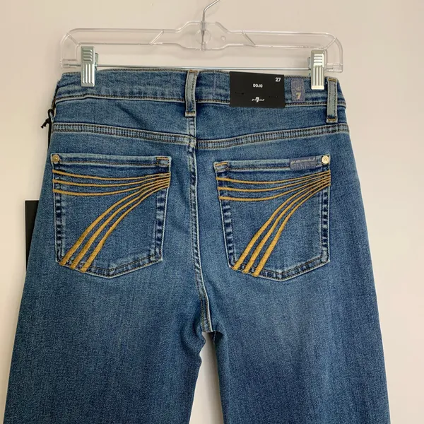 7 For All Mankind Dojo Mid Rise Flare Jeans Womens Blue Denim Size 27 - Image 11