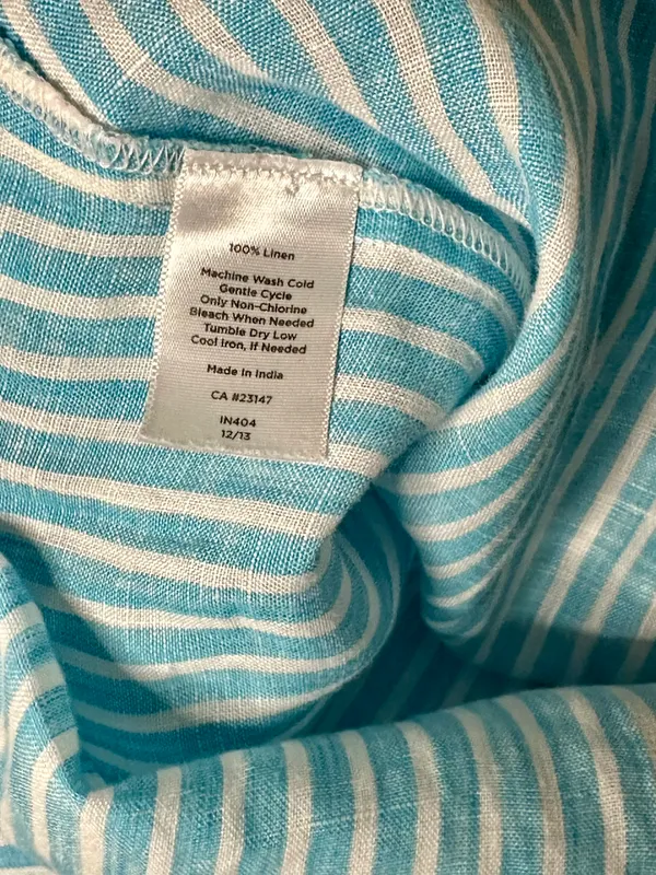 Talbots striped collared baby blue and white button up blouse, Small - Image 9