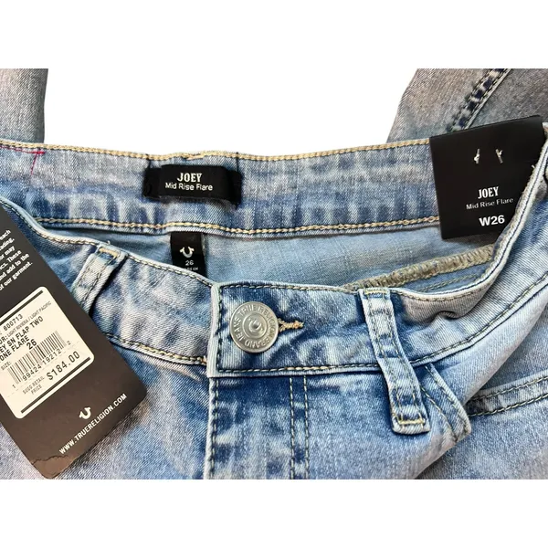 True Religion Jeans Joey NWT Y2K Mid Rise SZ 26 Patchwork Two Tone Flap Pockets - Image 6