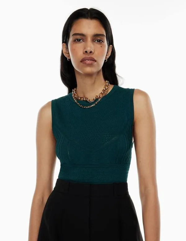 Aritzia Babaton Pointelle Top | Green | NWOT | Large - Image 2