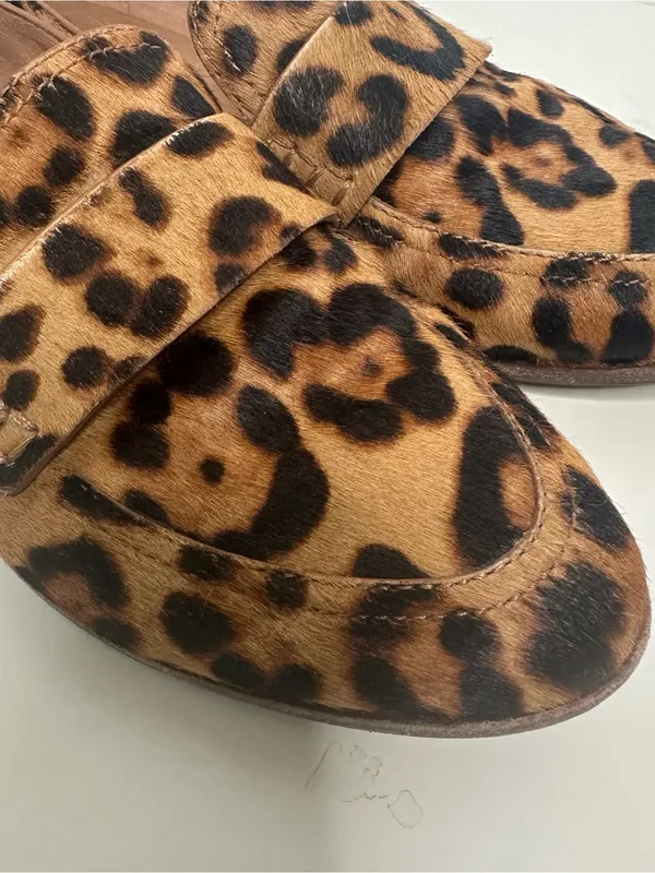 Madewell Alex Loafers Leopard Print Calf Hair Flats Size 8.5 Style AA199 - Image 6
