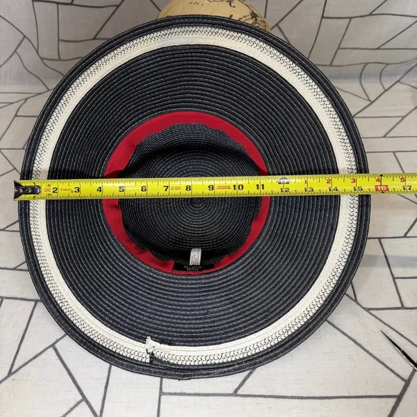 Magid Hats Wide Brim Sun Hat One‎ Size Black Cream Woven Paper Floppy Straw Hat - Image 8