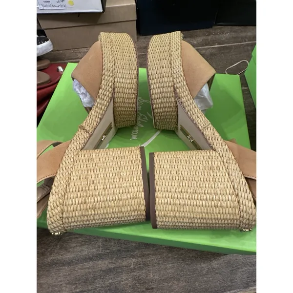 New Womens Sam Edelman Immie Ankle Strap Sand Suede Heeled Sandals‎ Size 10 M - Image 9