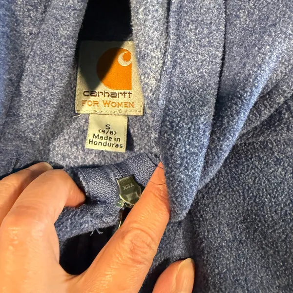 Carhartt women’s Zip-Up Sweater in Blue and Purple - Image 5