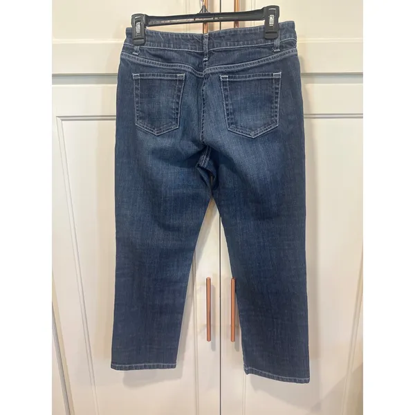 Boden Women Dark Wash Straight Leg Denim Jeans Blue Size 10R Stretch Capri - Image 4