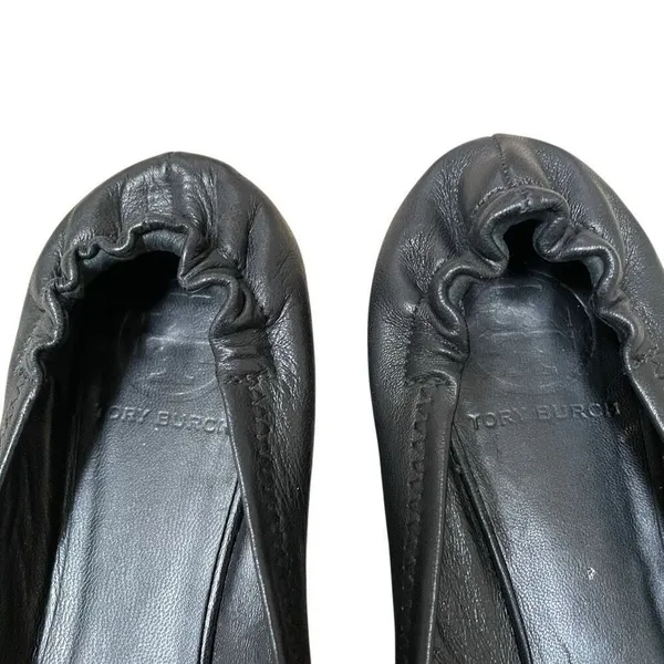 Tory Burch Reva Ballet Flats Women’s‎ 6.5 Travel Black Leather Silver Medallion - Image 6
