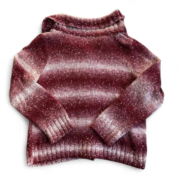 Christopher & Banks Marled Cardigan‎ Sweater L Burgundy Button Front Cozy Knit - Image 2