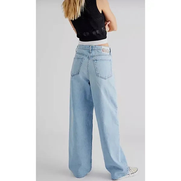 MOTHER Puddle Snacker Jeans Womens 29 Fun Dip Blue High Rise Wide Leg Denim - Image 2