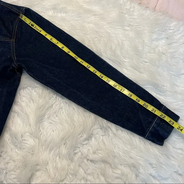 Vintage Denim Jean Jacket Dark Wash Size Large 100% cotton - Image 8