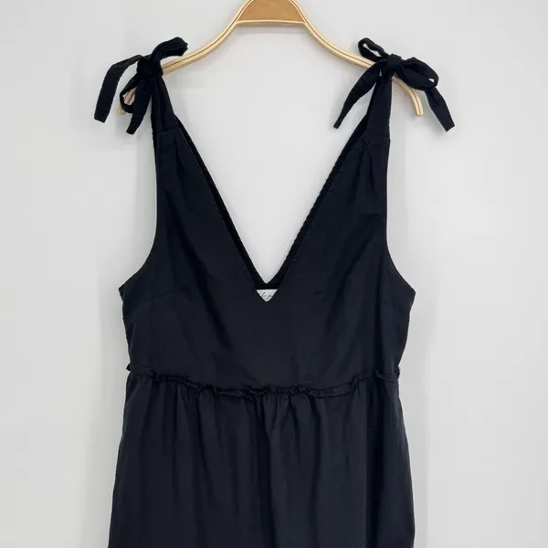 Petal + Pup Erenda Dress Size 10 Black Linen Cotton Tiered Midi Boho Summer - Image 4