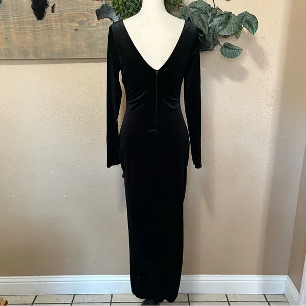 Lulus Dreaming About You Black Velvet Long Sleeve Maxi Dress - Image 6
