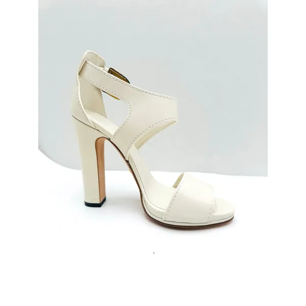 Gucci Lifford White Leather Bamboo Buckle Block Heel Sandals EU 38 - Image 7