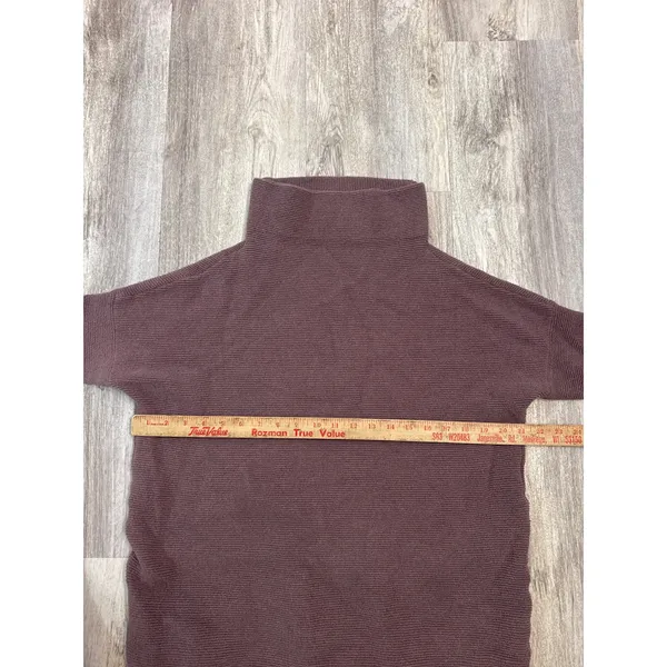 Free People Ottoman Slouchy Tunic Sweater Plum Brown Mock Neck Ribbed Size Small - Image 6