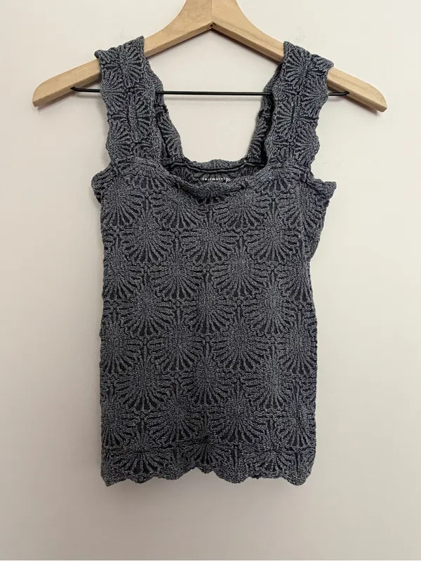 Free People Love Letter Lace Trim Cami Black M/L - Image 2