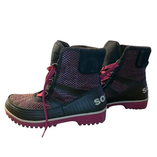 Sorel Tivoli II Boots Women Black Pink Plaid Waterproof‎ Apres Ski Fleece M - Image 5
