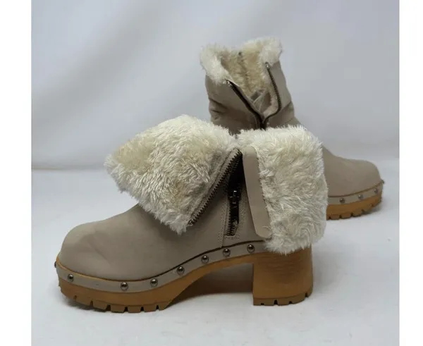 Mia Double Zip Suede Beige Faux Fur Lined Ankle Booties Boots Women’s 7 NWOB - Image 3
