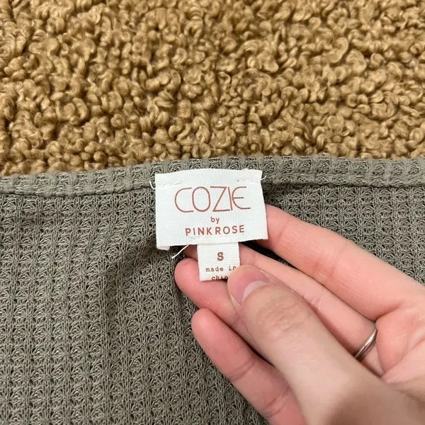 Cozie By Pink Rose Long Sleeve Waffle Knit Crop Top - Image 3