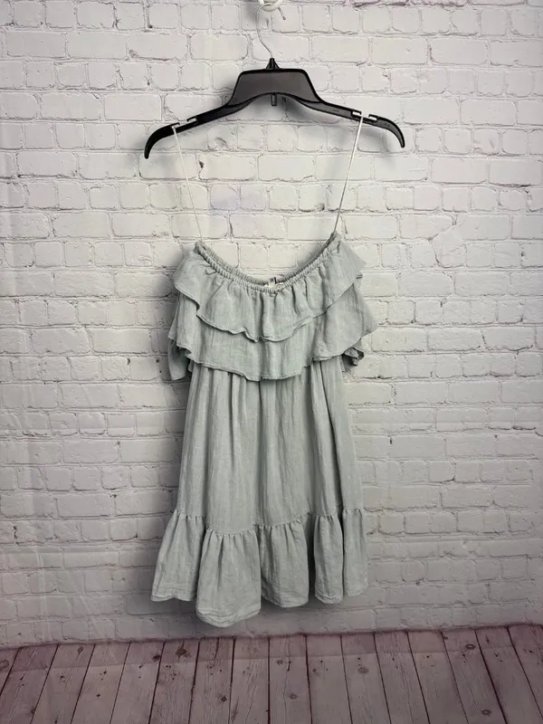 Lost in Lunar medium ruffled tiered blue grey coastal chic mini dress retro Med - Image 7