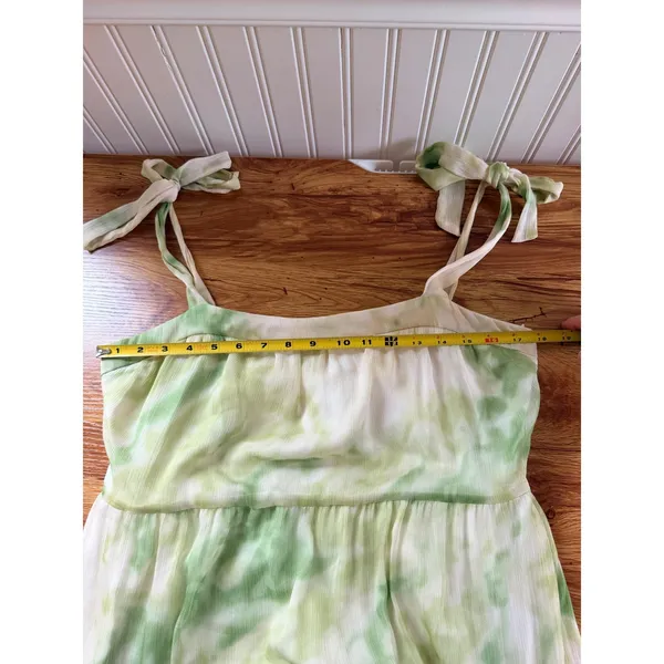 Line & Dot Green Tie Dye Tiered Maxi Dress Tie Strap Large Cottagecore Summer - Image 7
