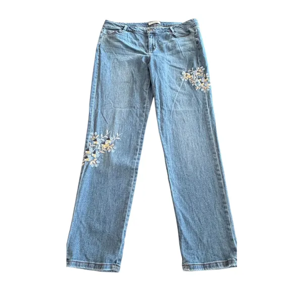 J. Jill Denim Straight Leg Embroidered Jeans size 12 - Image 10