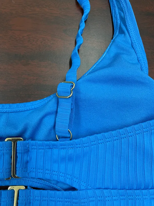 NWT Time and Tru Blue Cutout Bikini Top - Image 4