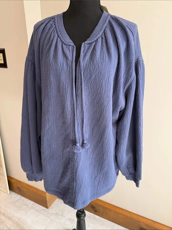 Aerie NWT Easy Street Oversized Sweatshirt Boho Blue Size Small - Image 3