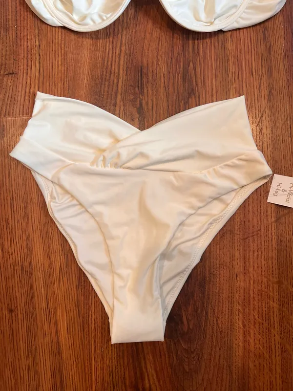 Caroline Constas Ivory Bikini Set NWT High Waist Ruched Bottom Underwire Top - Image 2