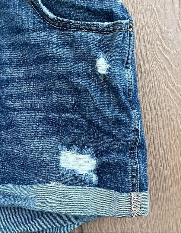 Old Navy Womens Shorts Blue Jean Denim Mid Rise Boyfriend Distress Plus Size 22 - Image 9
