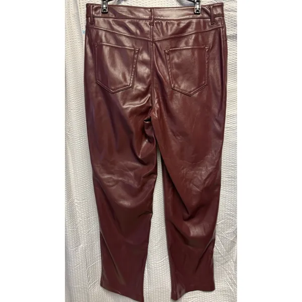 Joie Women's Size 10 Burgundy Faux Leather‎ Straight Leg Pants NWT Lined - Image 7