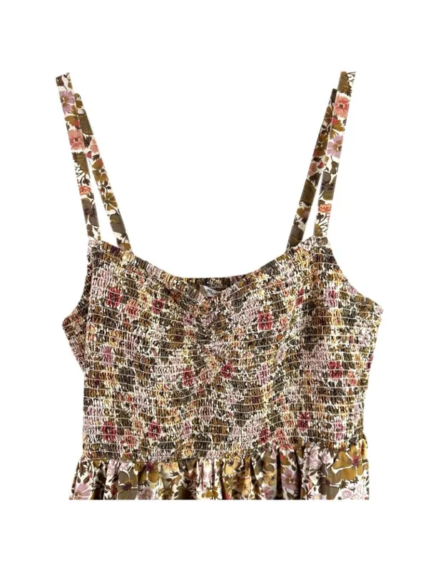 Madewell Lucie Floral Smocked Mini Dress Boho Cottagecore Earth Tone XL - Image 3