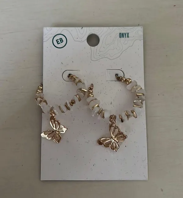 Earthbound Onyx Butterfly Hoop Earrings - Image 2