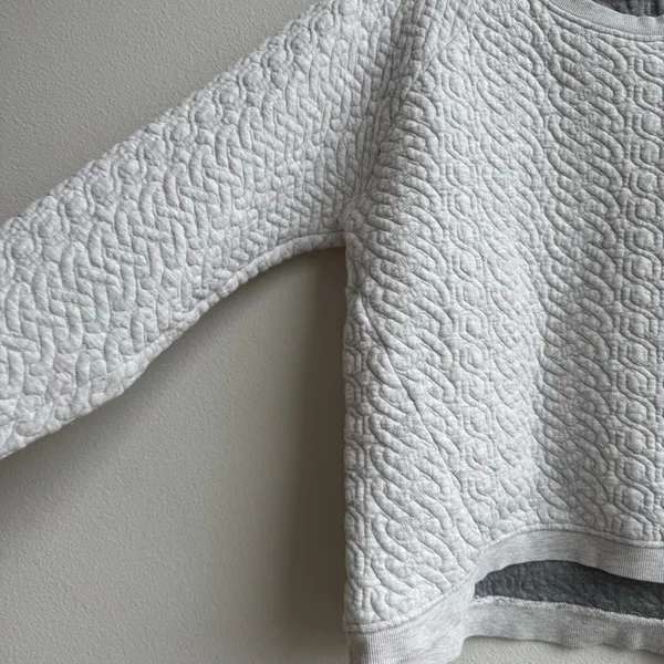 Whistles Light Gray Quilted Crewneck Jumper Size 8 US Medium - Image 2