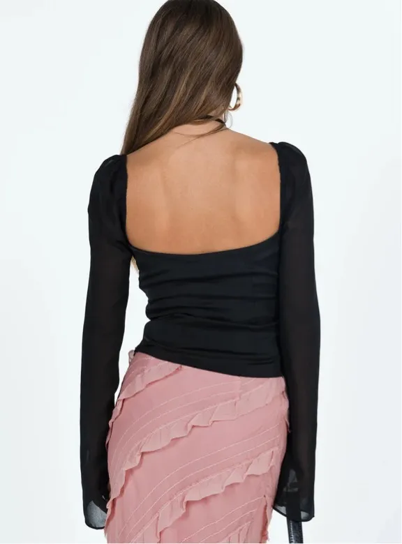 Princess Polly Satin mesh sleeve top - Image 4