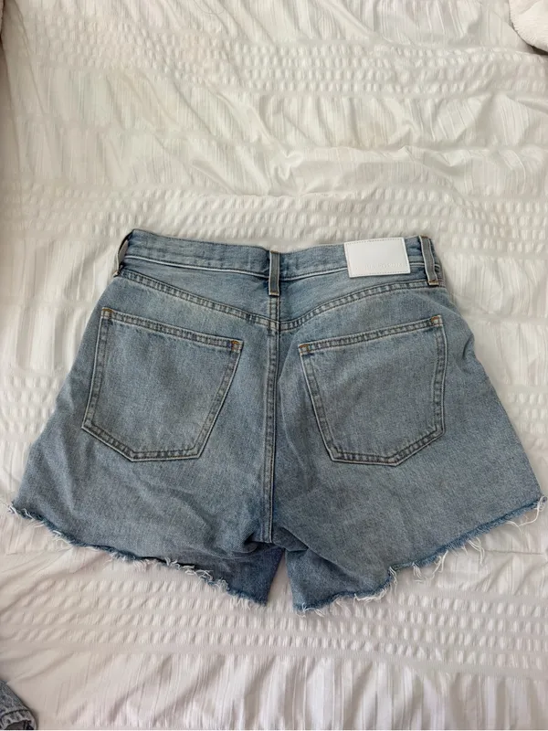 Aritzia Light Blue High-Rise Button-Fly Denim Shorts - Image 2