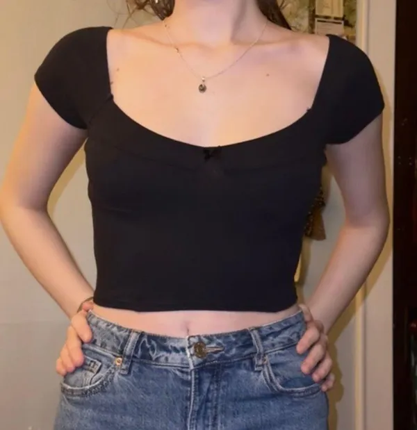 PAC Corset Bow Crop Top Black Size M - Image 3