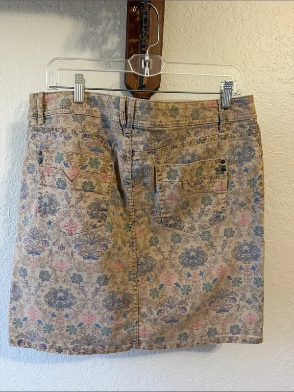 Floral Denim Jean Skirt cottagecore mini skirt 90s style - Image 4