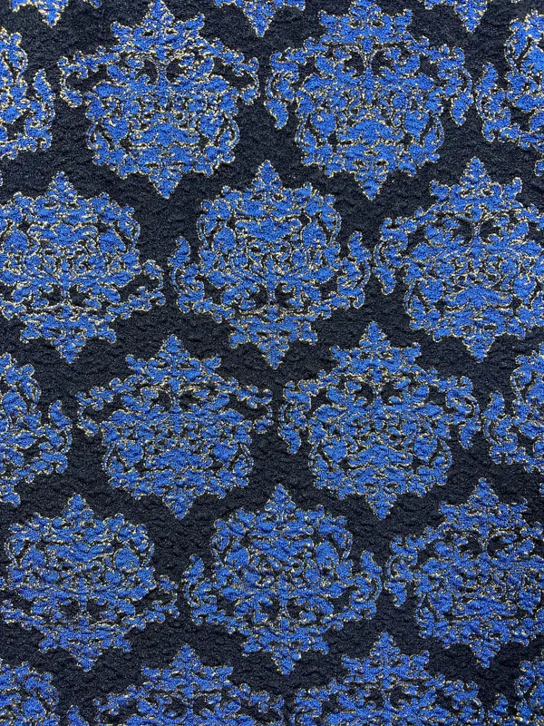 Whimsigoth Blue Black Midi Damask Coachella Pencil Skirt Medium Comfort Stretch - Image 2