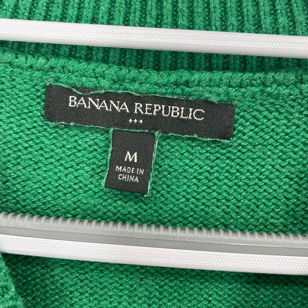 Banana Republic Green Cable Knit Crew Neck‎ Sweater Size M Preppy Fisherman - Image 5