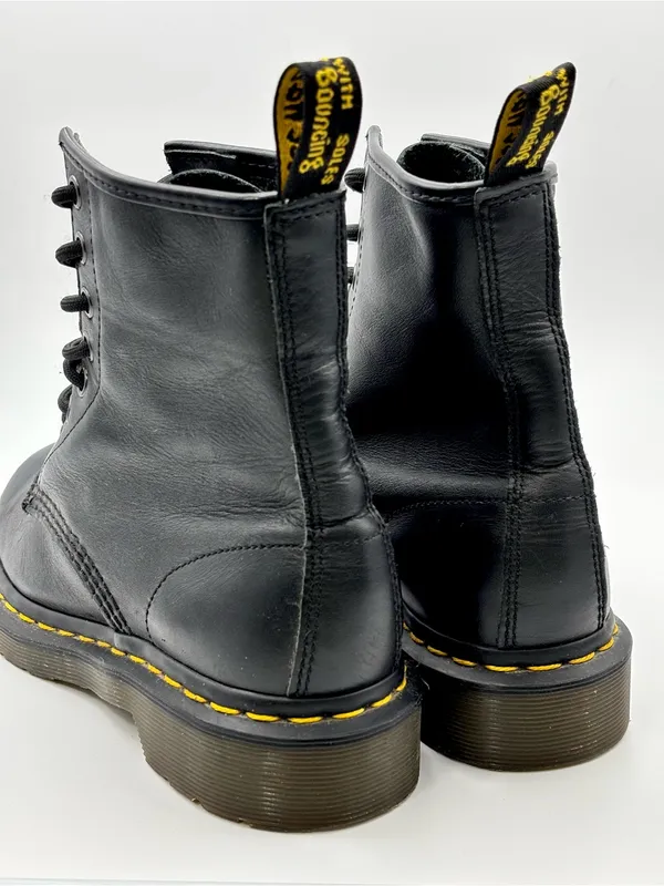 Dr. Martens Black Leather 8-Eye Lace-Up Boots with Yellow Stitching - Image 5