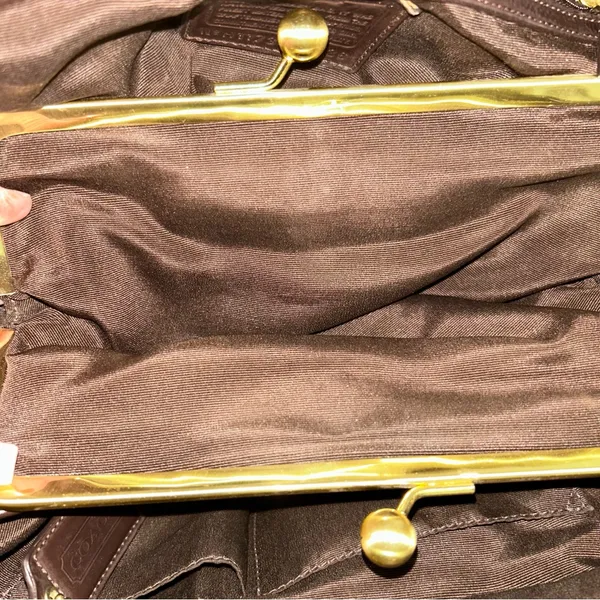 Coach Dark Brown Signature Tote with Leather Trim - Image 5