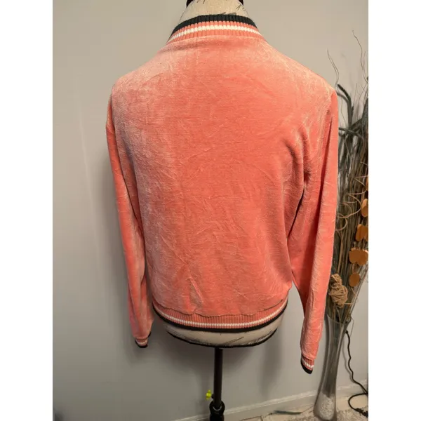 Armani Exchange‎ Velour Crewneck Sweatshirt Coral Ribbed Trim Logo Women - Image 4