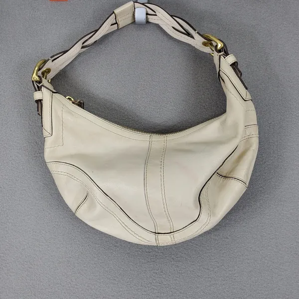 Coach Hobo Bag Cream Leather Braided Strap Brass Hardware 10042 Dylan - Image 2