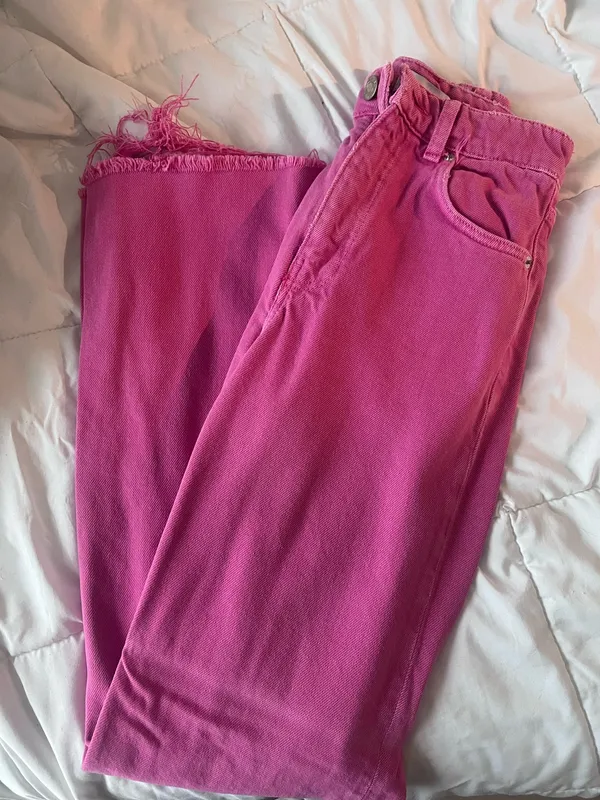 ZARA Pink Jeans Wide-Leg High-Waisted - Image 3