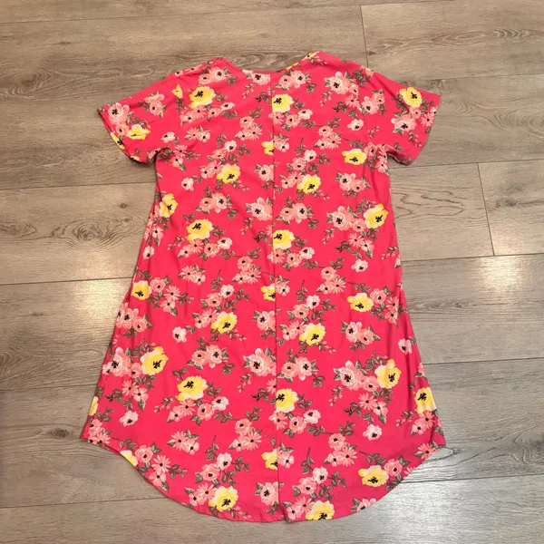 Bobbie Brooks‎ Pink Floral T-Shirt Dress Womens XL Short Sleeve Curved Hem - Image 2