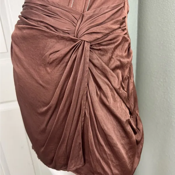 Zara Brown Satin Corset w/Mock Wrap Attached Skirt Sold Out Size Medium. H46 - Image 9