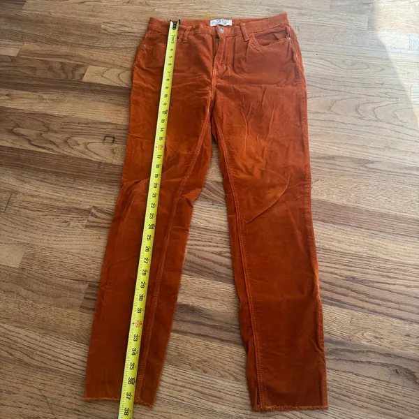 We The Free Free People Burnt Orange Corduroy Raw Hem Slim Pants Size 29 - Image 4