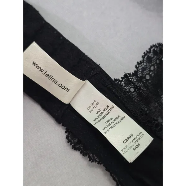 Felina Black Whimsy Romantic Boudoir Bridal Cottage Lingerie Lace Bralette Small - Image 7