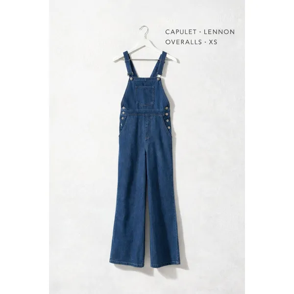 Capulet Lennon Denim Overalls XS Blue Wide Leg Dungaree Stretch Retro Fit - Image 14